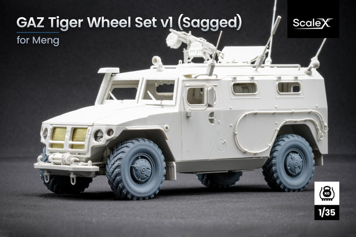 GAZ Tiger v1 Sagged Wheel Set (for Meng model kit) 1:35 Scale X WM 35015S