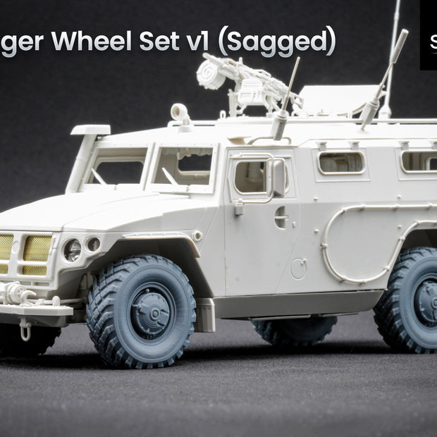 GAZ Tiger v1 Sagged Wheel Set (for Meng model kit) 1:35 Scale X WM 35015S