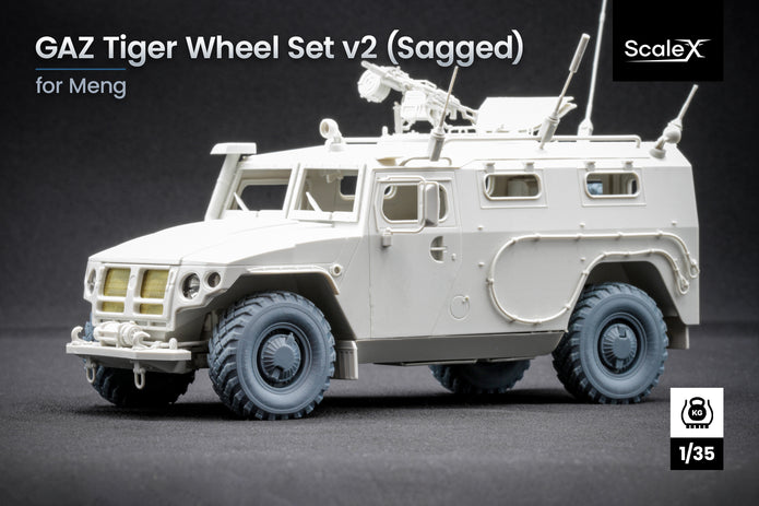 GAZ Tiger v2 Sagged Wheel Set (with protection) (for Meng model kit) 1:35 Scale X WM 35016S