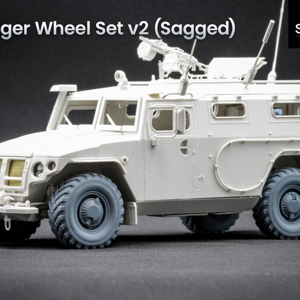 GAZ Tiger v2 Sagged Wheel Set (with protection) (for Meng model kit) 1:35 Scale X WM 35016S