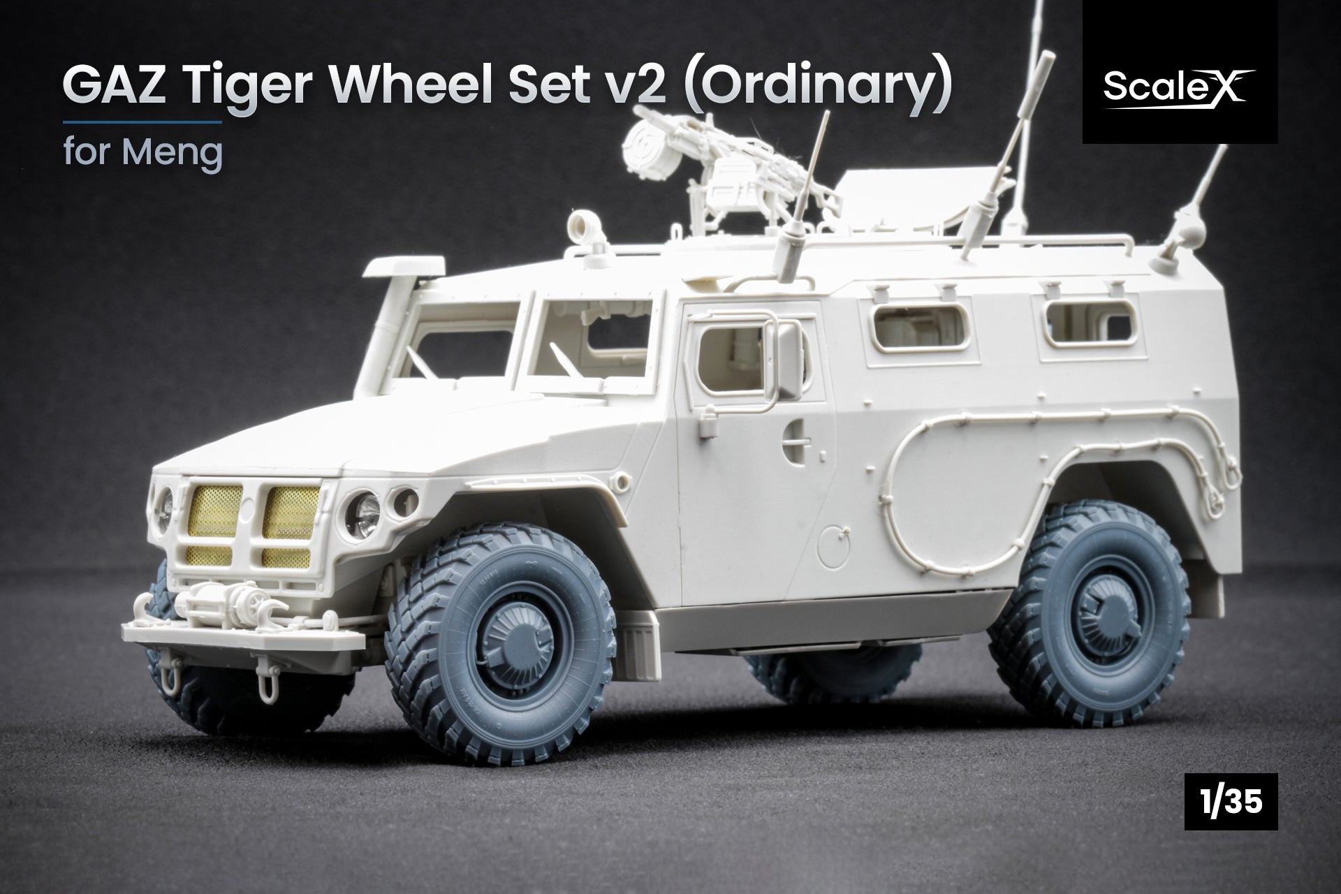 GAZ Tiger v2 Ordinary Wheel Set (with protection) (for Meng model kit) 1:35 Scale X WM 35016