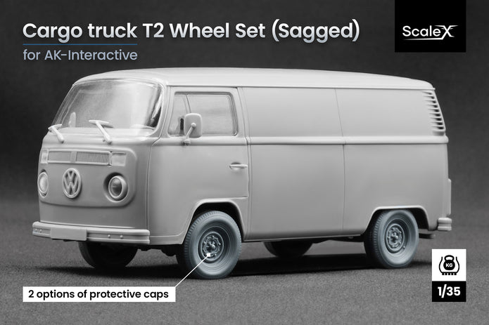 Cargo Truck T2 “Transporter” Sagged Wheel Set (for AK-Interactive model kit) 1:35 Scale X WM 35019S