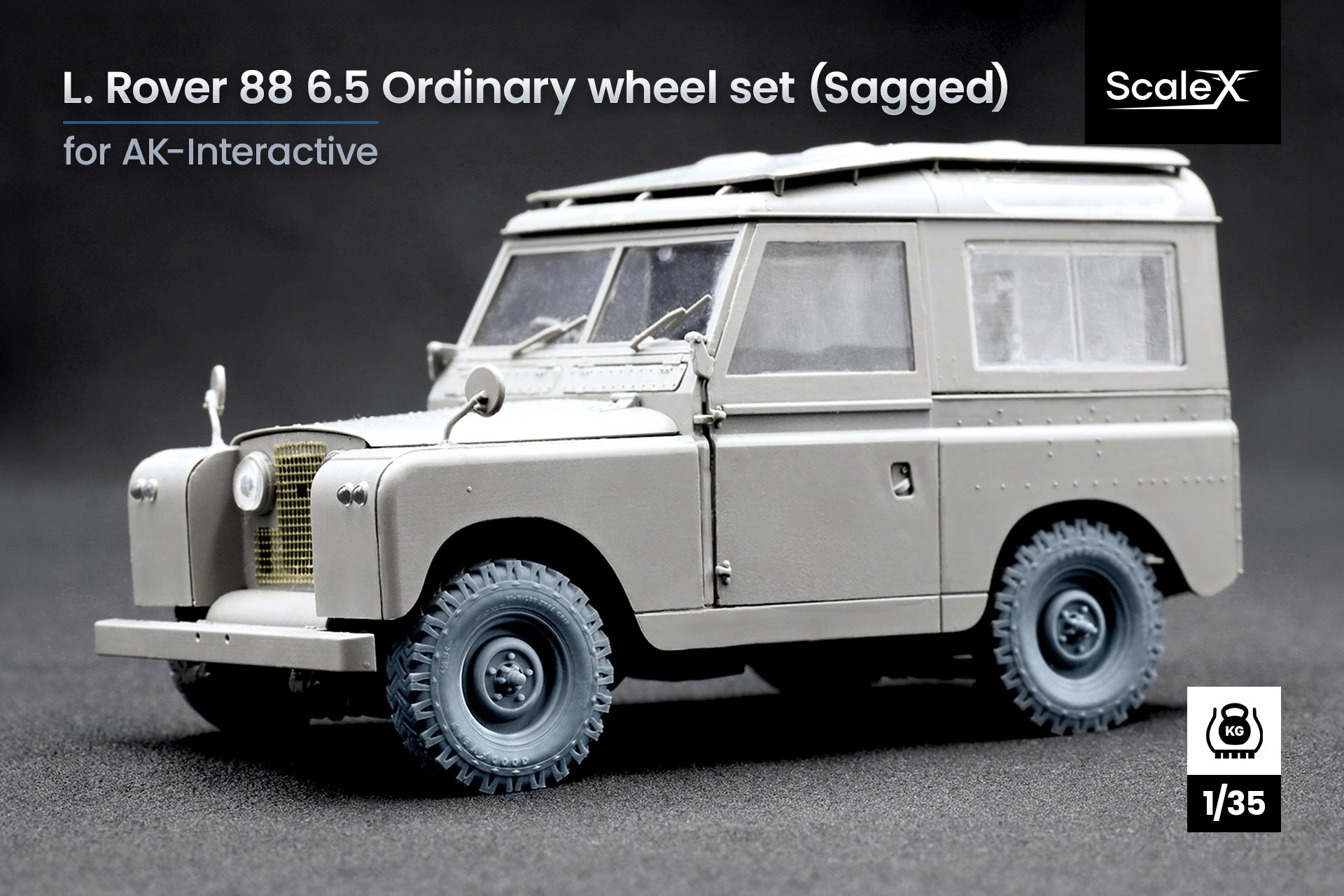 L. Rover 88 6.5 Sagged Wheel Set (for AK-Interactive model kit) 1:35 Scale X WM 35020S