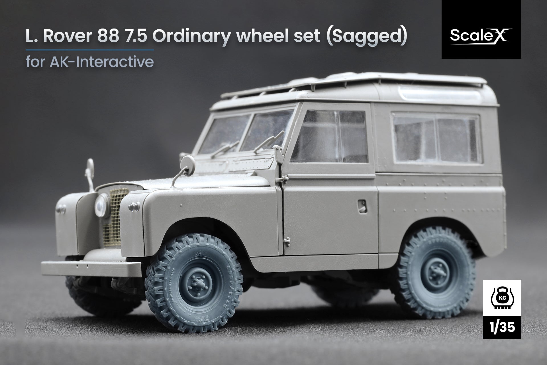 L. Rover 88 7.5 Sagged Wheel Set (for AK-Interactive model kit) 1:35 Scale X WM 35021S