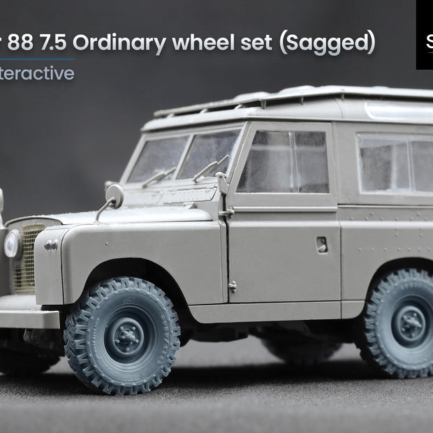 L. Rover 88 7.5 Sagged Wheel Set (for AK-Interactive model kit) 1:35 Scale X WM 35021S