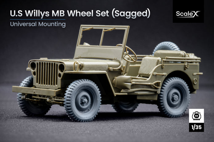 U.S Willys MB Sagged Wheel Set 1:35 Scale X WW 35001S