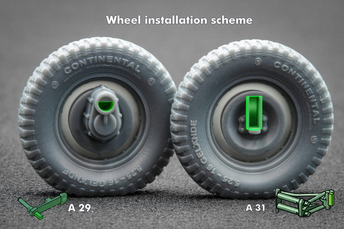 VW type 82 “Kübelwagen” Sagged Wheel Set (for Meng, Tamiya model kit) 1:35 Scale X WW 35003S