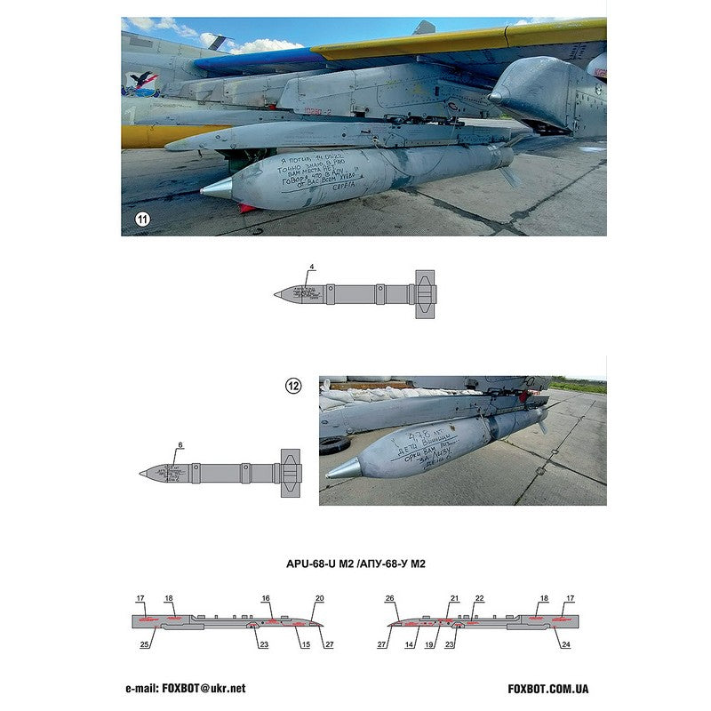 Foxbot 32-037 Decals Stencils for Missile S-24 with death wishes, Ukranian Air Forces Scale 1:32