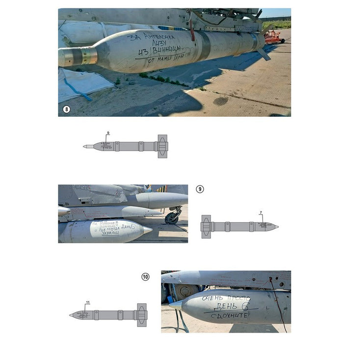 Foxbot 48-088 Decals Stencils for Missile S-24 with death wishes, Ukranian Air Forces Scale 1:48