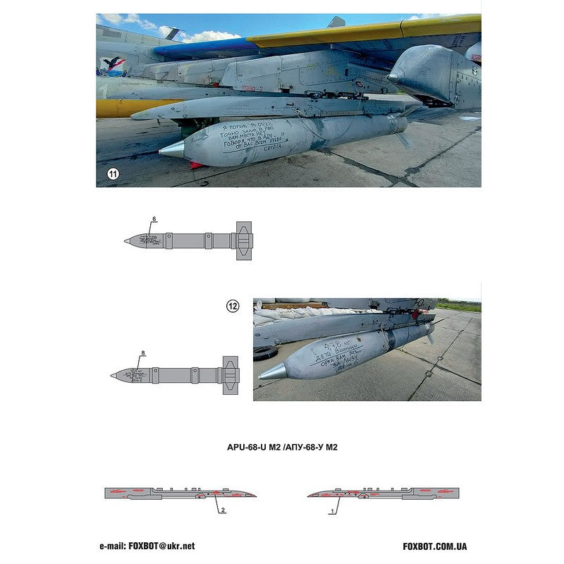 Foxbot 48-088 Decals Stencils for Missile S-24 with death wishes, Ukranian Air Forces Scale 1:48