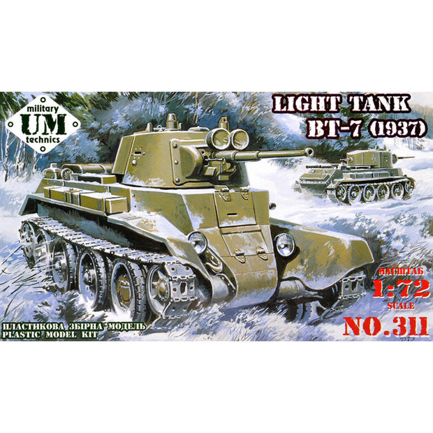 UMT 311 BT-7 WWII Soviet light tank (1937) Scale 1:72 Plastic Model Tank Kit