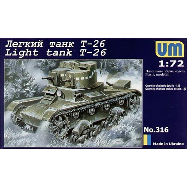 UMT 316 T-26 Soviet light tank Scale 1:72 Plastic Model Tank Kit