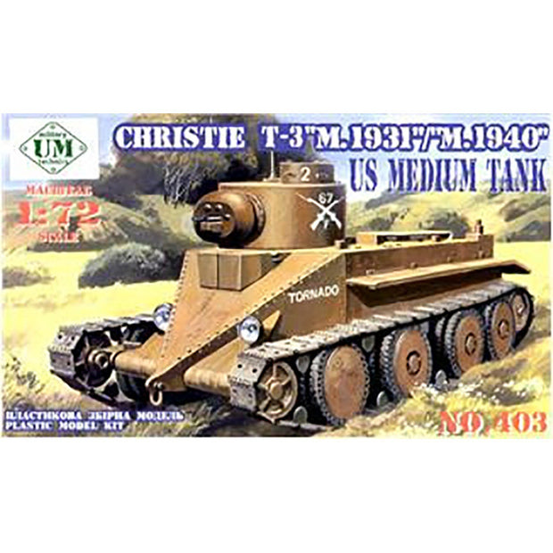 UMT 403 Christie T-3 tank Scale 1:72 Plastic Model Tank Kit