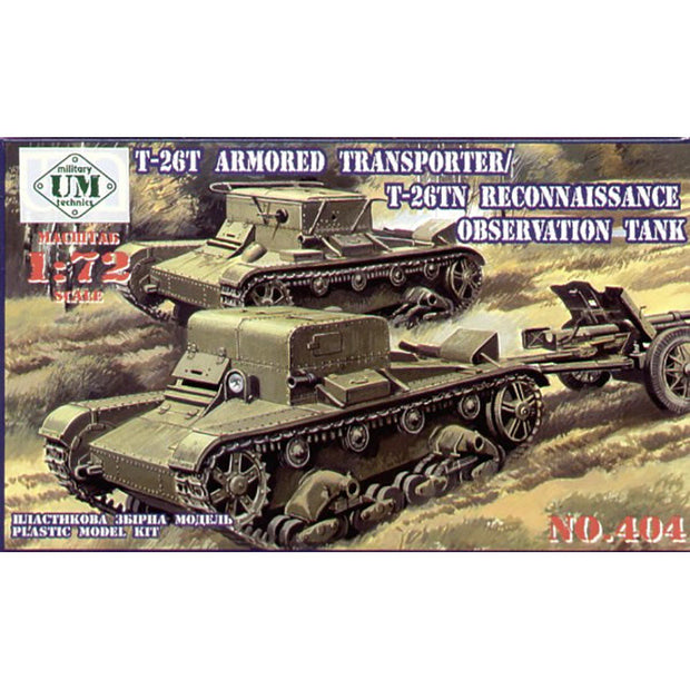 UMT 404 T-26T armored transporter / T-26TN reconnaissance observation tank Scale 1:72 Plastic Model Tank Kit