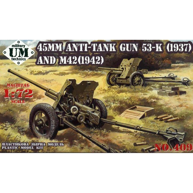 UMT 409 45mm antitank gun 53-K(1937) / M-42(1942) Scale 1:72 Plastic Model Artillery Kit