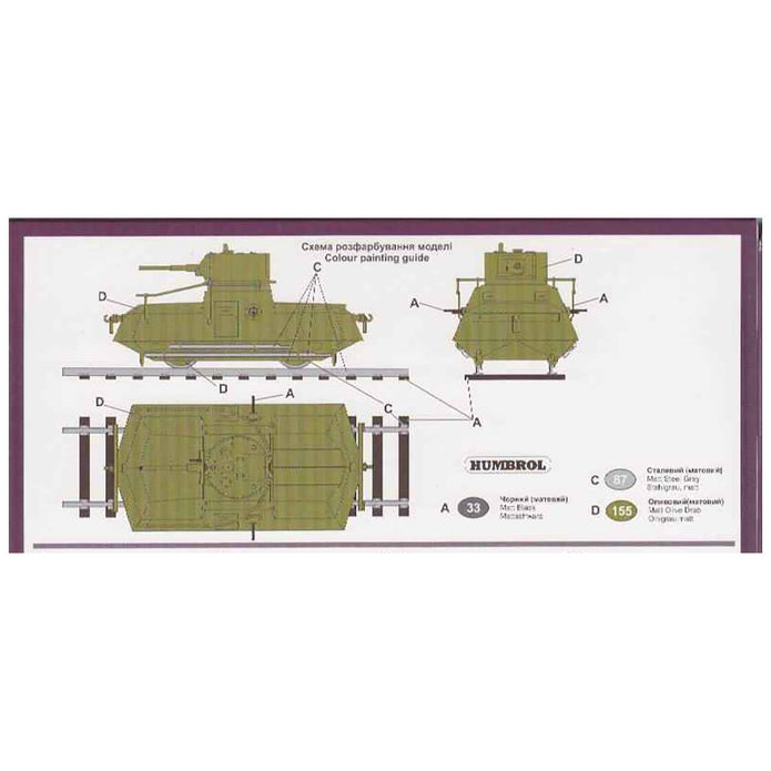 UMT 602 Armored self-propelled railroad car D-37 Scale 1:72 Plastic Model Armoured Wagon Kit