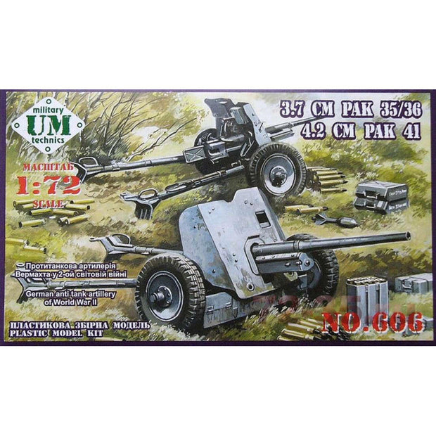 UMT 606 37mm PAK 35/36 & 42mm PAK 41 Scale 1:72 Plastic Model Artillery Kit