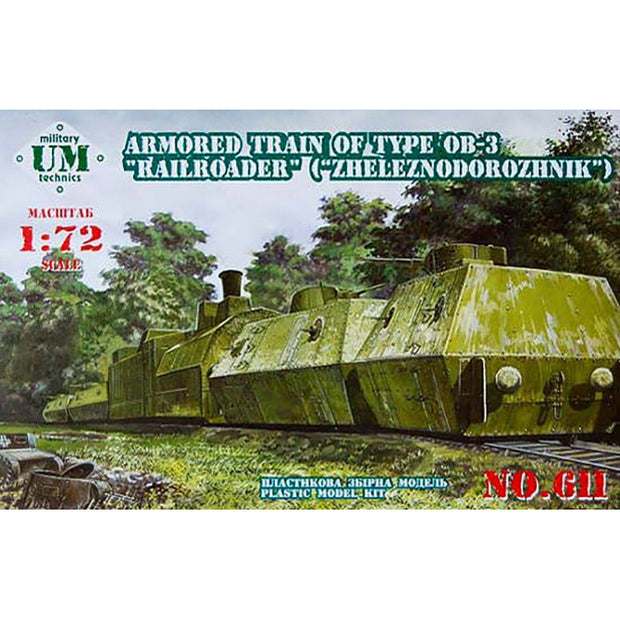 UMT 611 Armored train of type OB-3 В«RailroaderВ« Scale 1:72 Plastic Model Armoured Train Kit