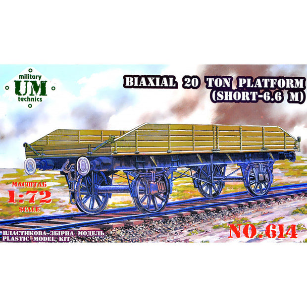 UMT 614 Biaxial 20 ton platform Scale 1:72 Plastic Model Armoured Wagon Kit