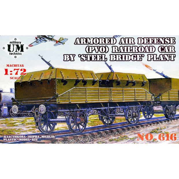 UMT 616 Armored air defense railroad car Scale 1:72 Plastic Model Armoured Wagon Kit