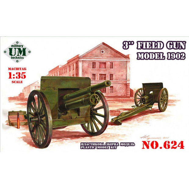 UMT 624 3” field gun model 1902 Scale 1:35 Plastic Model Artillery Kit