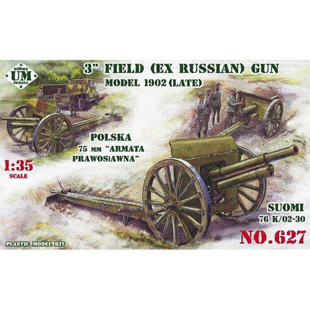 UMT 627 3' field (ex russian) gun, 1902 (late) Scale 1:35 Plastic Model Artillery Kit