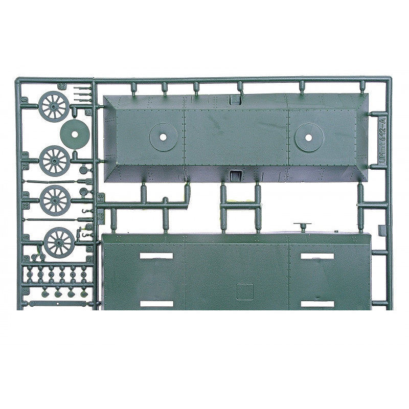 UMT 628 Biaxial armored carriages of type OB-3 with double T-26-1 conical turrets Scale 1:72 Plastic Model Armoured Wagon Kit