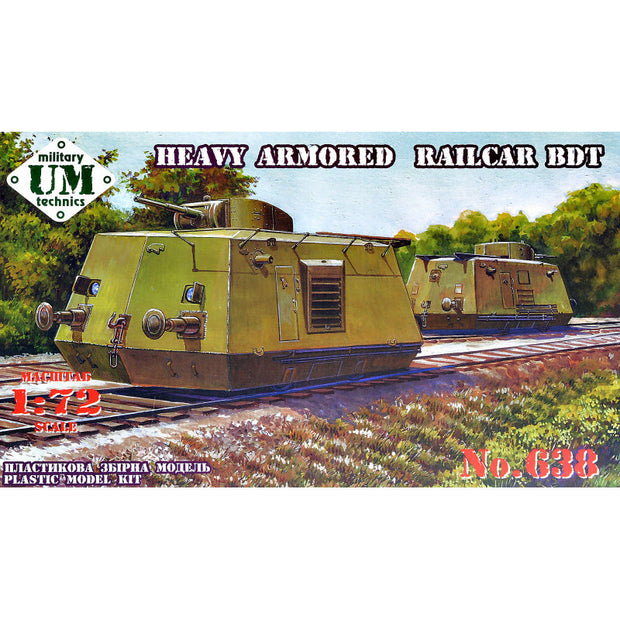UMT 638 Heavy Armored Railcar BDT Scale 1:72 Plastic Model Armoured Wagon Kit