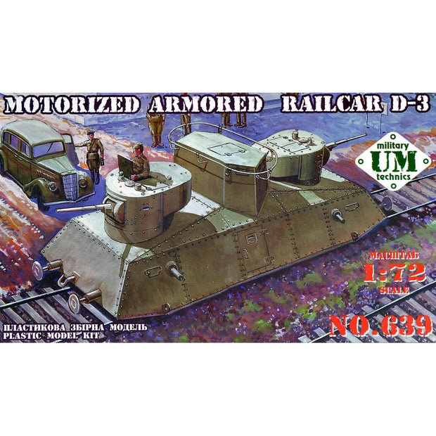 UMT 639 Motorized armored railcar D-3 Scale 1:72 Plastic Model Armoured Wagon Kit
