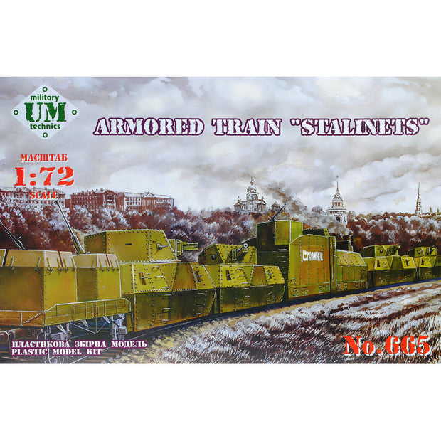 UMT 665 Armored train "Stalinets" Scale 1:72 Plastic Model Armoured Train Kit