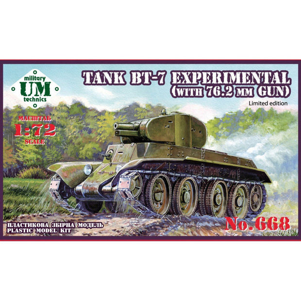 UMT 668 Tank BT-7 "experimental" with 76,2 mm gun (limited edition) Scale 1:72 Plastic Model Tank Kit