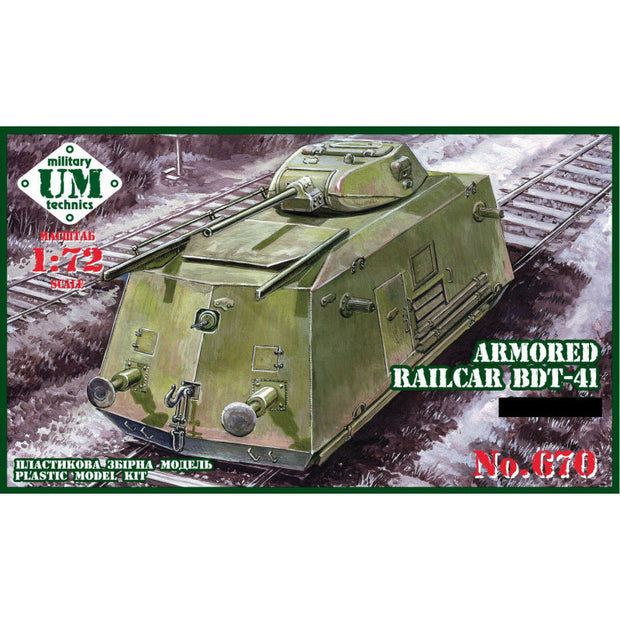 UMT 670 Armored Railcar BDT-41 Scale 1:72 Plastic Model Armoured Wagon Kit