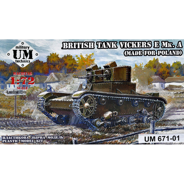UMT 671-01 Vickers E Mk,A British tank (made for Poland), plastic tracks Scale 1:72 Plastic Model Tank Kit