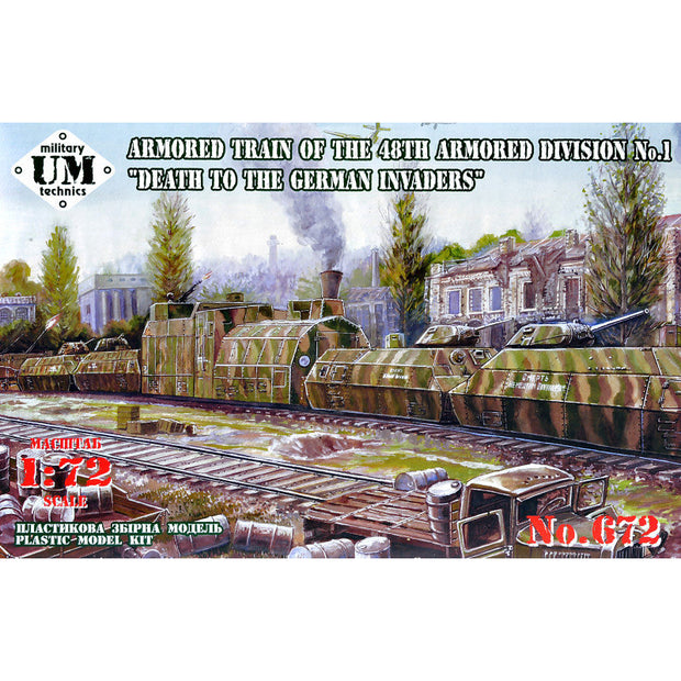 UMT 672 Armored train of the 48th armored division в„–1 "Death to the German Invaders" Scale 1:72 Plastic Model Armoured Train Kit