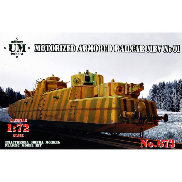 UMT 673 MBV #01 motorized armored railcar Scale 1:72 Plastic Model Armoured Wagon Kit