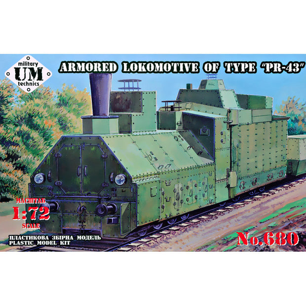 UMT 680 Armored Lokomotive Of Type "PR-43" Scale 1:72 Plastic Model Armoured Train Kit