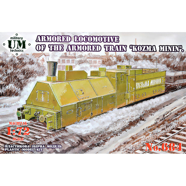 UMT 684 Armored locomotive of the armored train "Kozma Minin" Scale 1:72 Plastic Model Armoured Train Kit