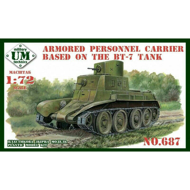 UMT 687 Armored personnel carrier based in the BT-7 tank Scale 1:72 Plastic Model Armoured personnel carrier (APC) Kit