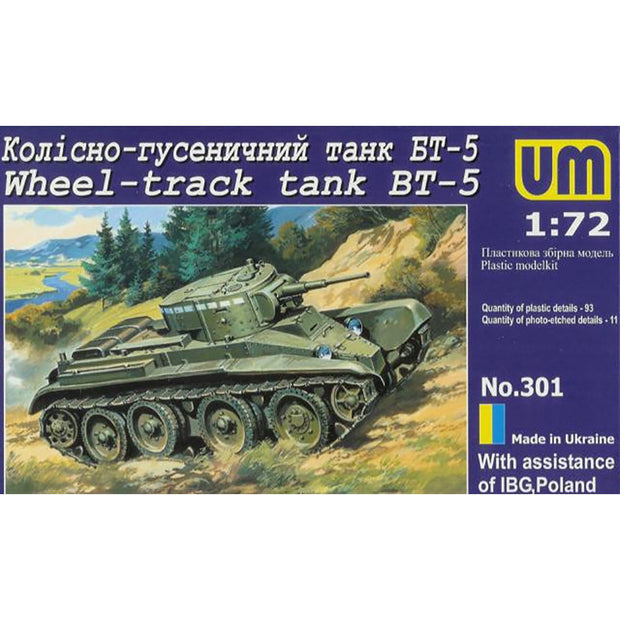 UMT 301 BT-5 Soviet wheel-track tank Scale 1:72 Plastic Model Tank Kit