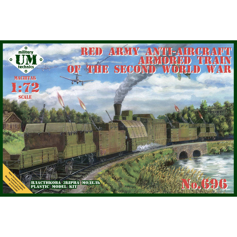 UMT696 Red army anti-aircraft armored train WWII Scale 1:72 Plastic Model Armoured Train Kit