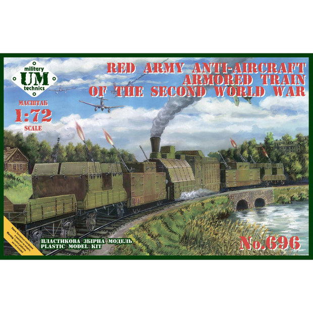UMT696 Red army anti-aircraft armored train WWII Scale 1:72 Plastic Model Armoured Train Kit