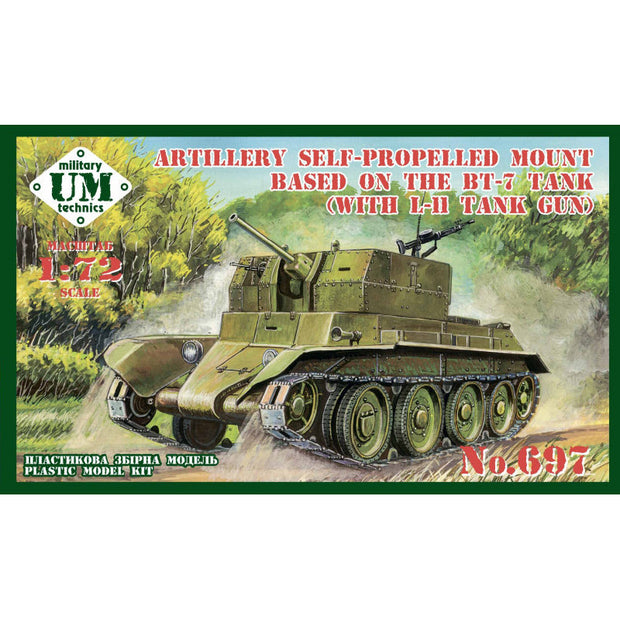 UMT697 Artillery Self-Propelled Mount Based on the BT-7 Tank with L-11 Tank Gun Scale 1:72 Plastic Model Self-propelled gun Kit
