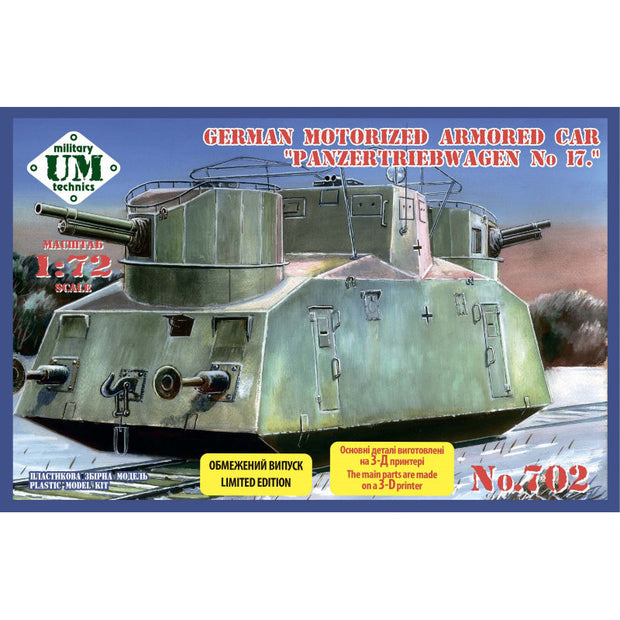 UMT702 "Panzertribwagen No,17" German motorized armored car
 Scale 1:72 Plastic Model Armoured Wagon Kit